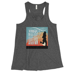 Winners Never Quit, Quitters Never Win - Running Mojo | Women's Flowy Racerback Tank